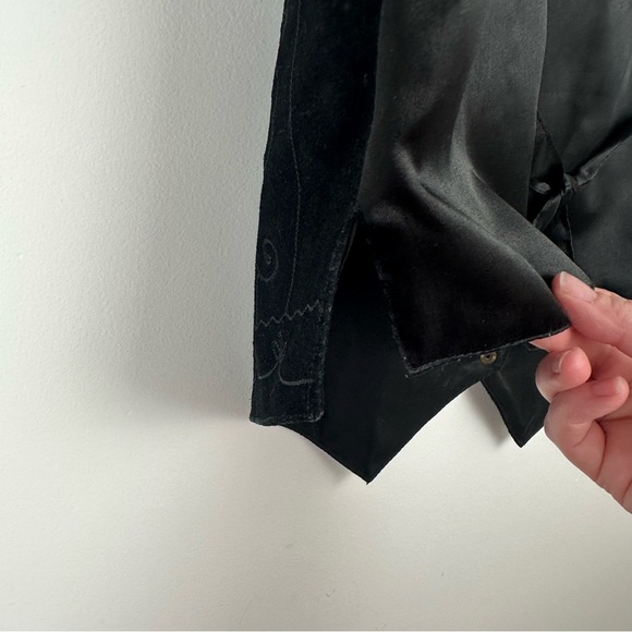 Agapo Suede Leather Vest Plus Size 1x Black Embroidered Cowboy Western Rodeo - Picture 7 of 7